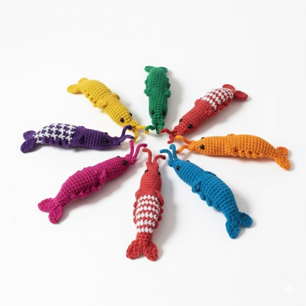 Crevette d'aquarium en tricot sur commande