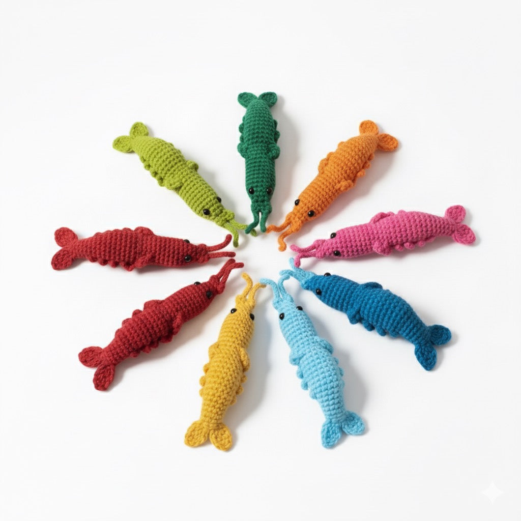 Crevette d'aquarium en tricot sur commande